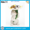 Hand rabit carrying flower shape Wholesale Candy Dish